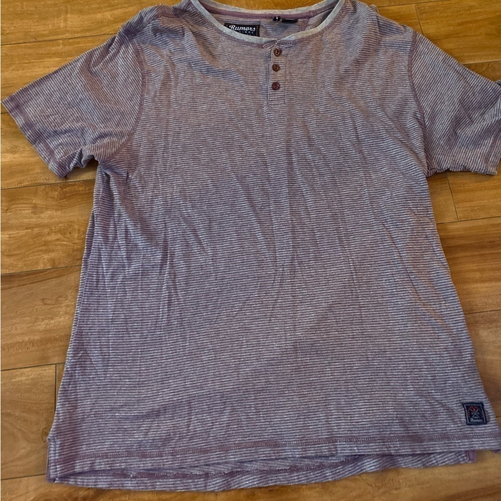 Rumors Originals Mens XL Purple and Grey Striped Short Sleeve Tee